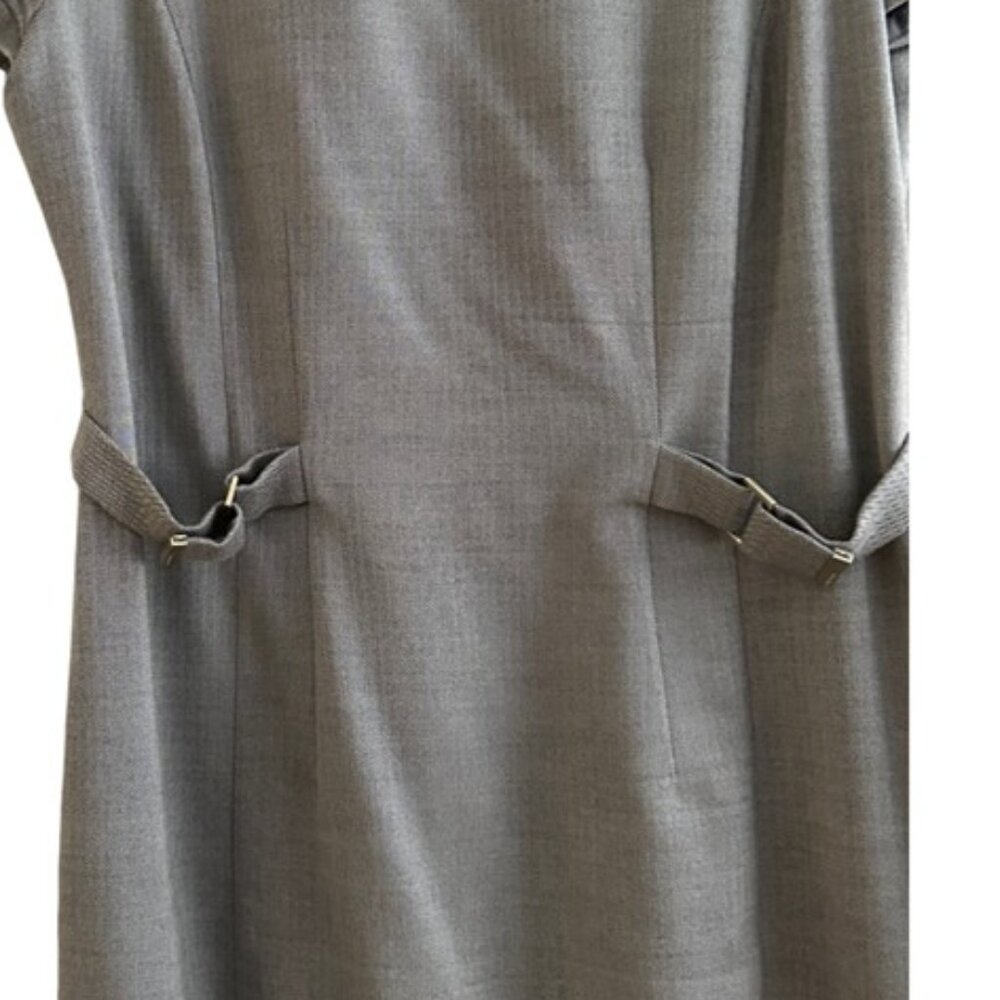 Hugo Boss Black and White Herringbone Wool Blend Dress - Size 6 - Picture 6 of 14